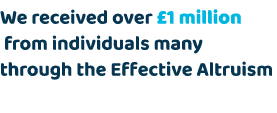 We received over £1 million from individuals many through the Effective Altruism 